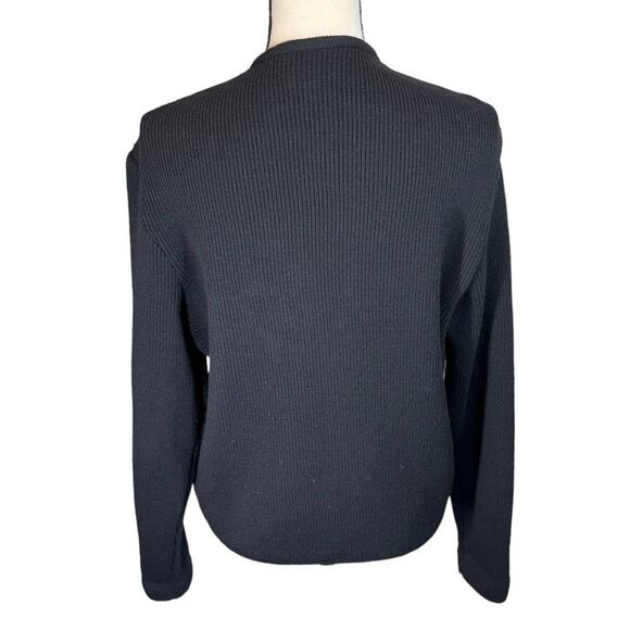 Coldwater Creek Leather and Merino‎ Wool Zip Front Jacket Black Medium - Picture 4 of 8